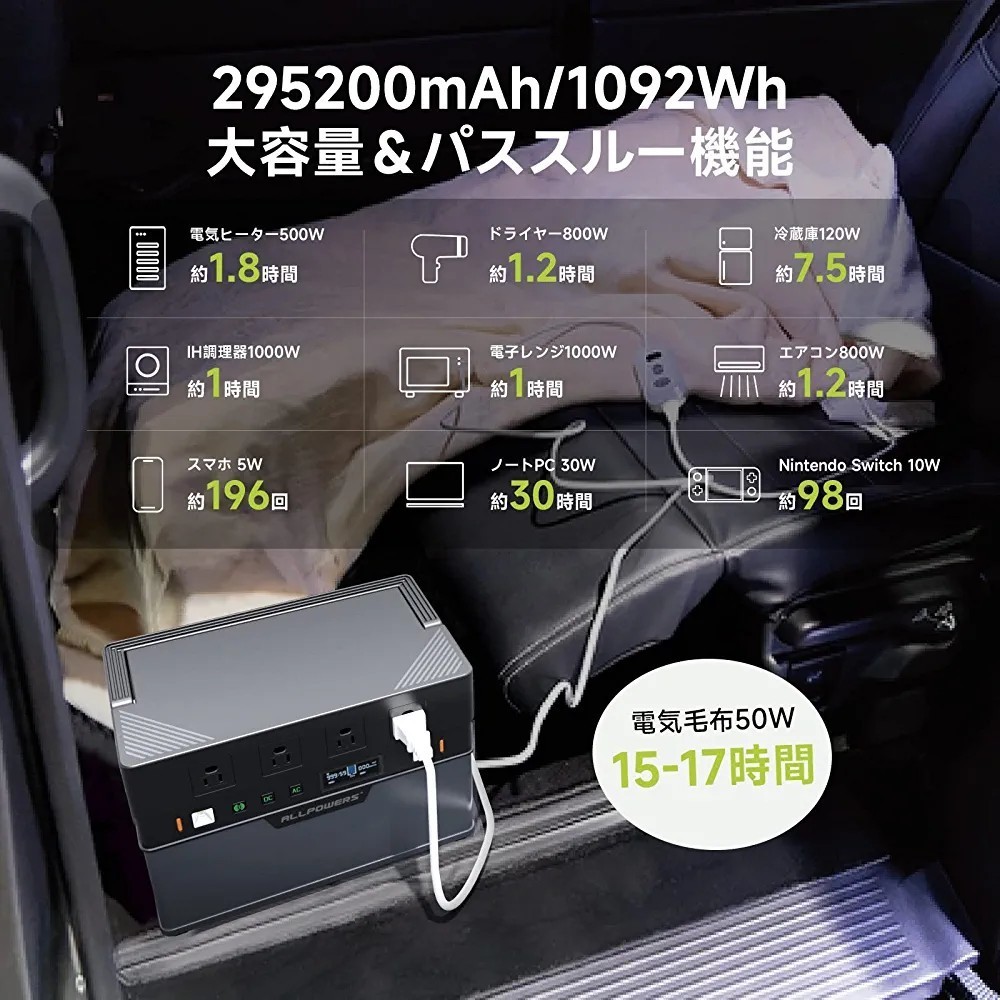 大容量ポータブル電源 ALLPOWERS S1500-