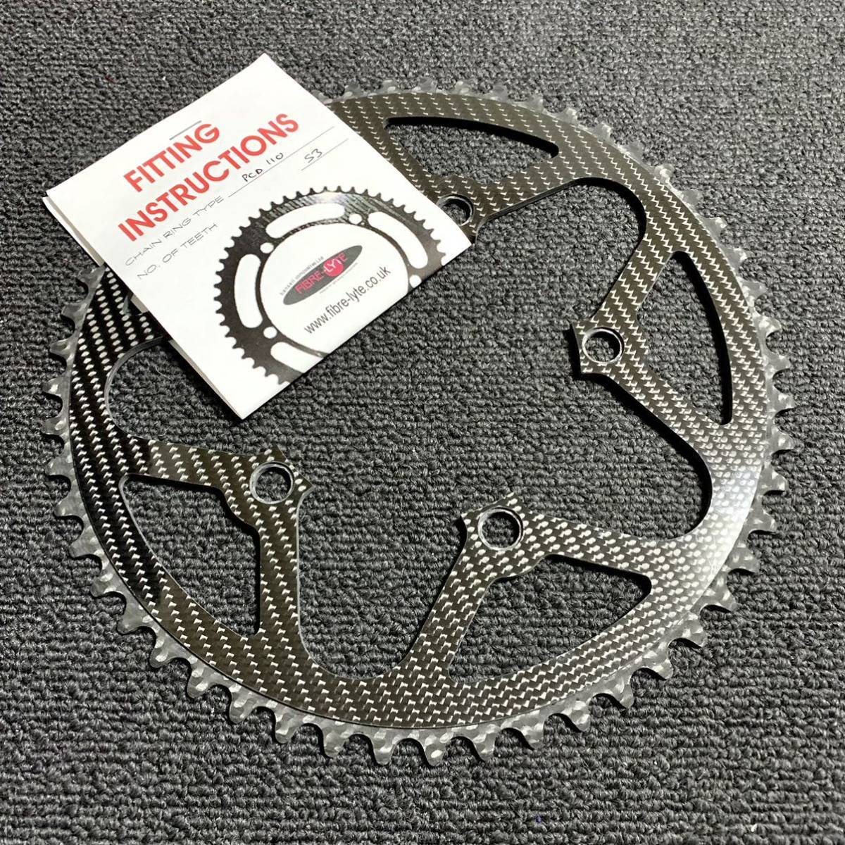 Fibre lyte made carbon chain ring 53T PCD110 62g Brompton BD Fibre lyte made carbon chain ring 53T PCD110 62g Brompton BD