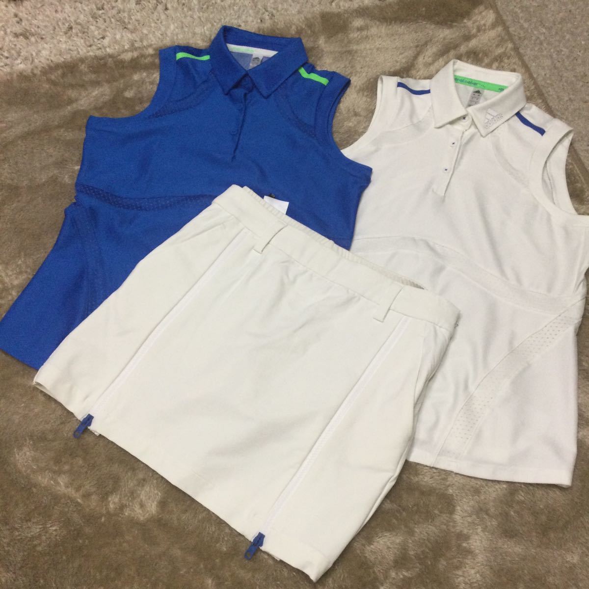 超お値打ち出品　小さめサイズ　adidas GOLF Lady's スリーブレスポロとストレッチベンチレーションスカートの春夏コーデ　usedほぼ新品_画像1