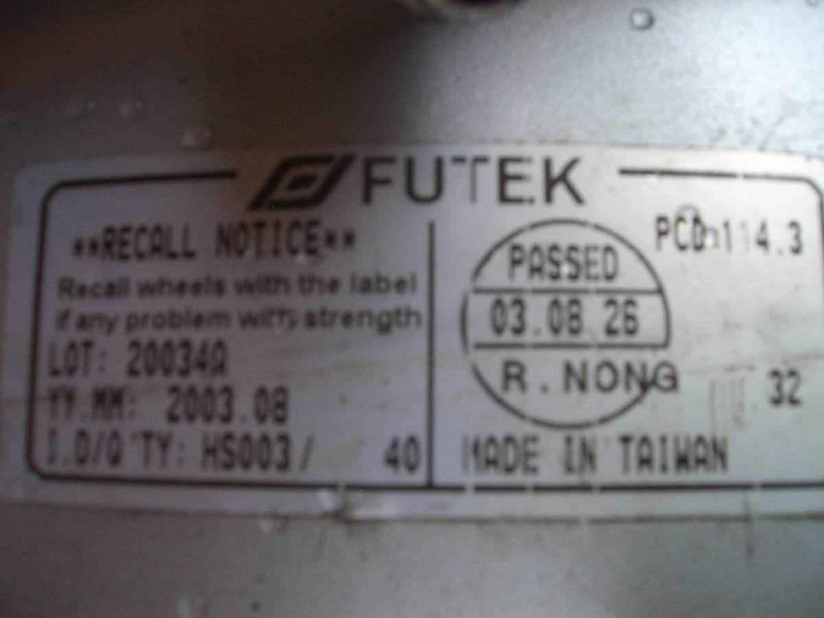 FUTEK アルミホイール 4本セット 17×7J +48 PCD114.3 5穴の画像7