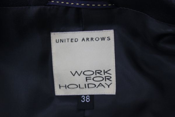 ●美品 ユナイテッドアローズ UNITED ARROWS ラムレザーテラードジャケット 38サイズ WORK FOR HOLIDAY 羊革 ブラック 黒 服上 F4522_画像5