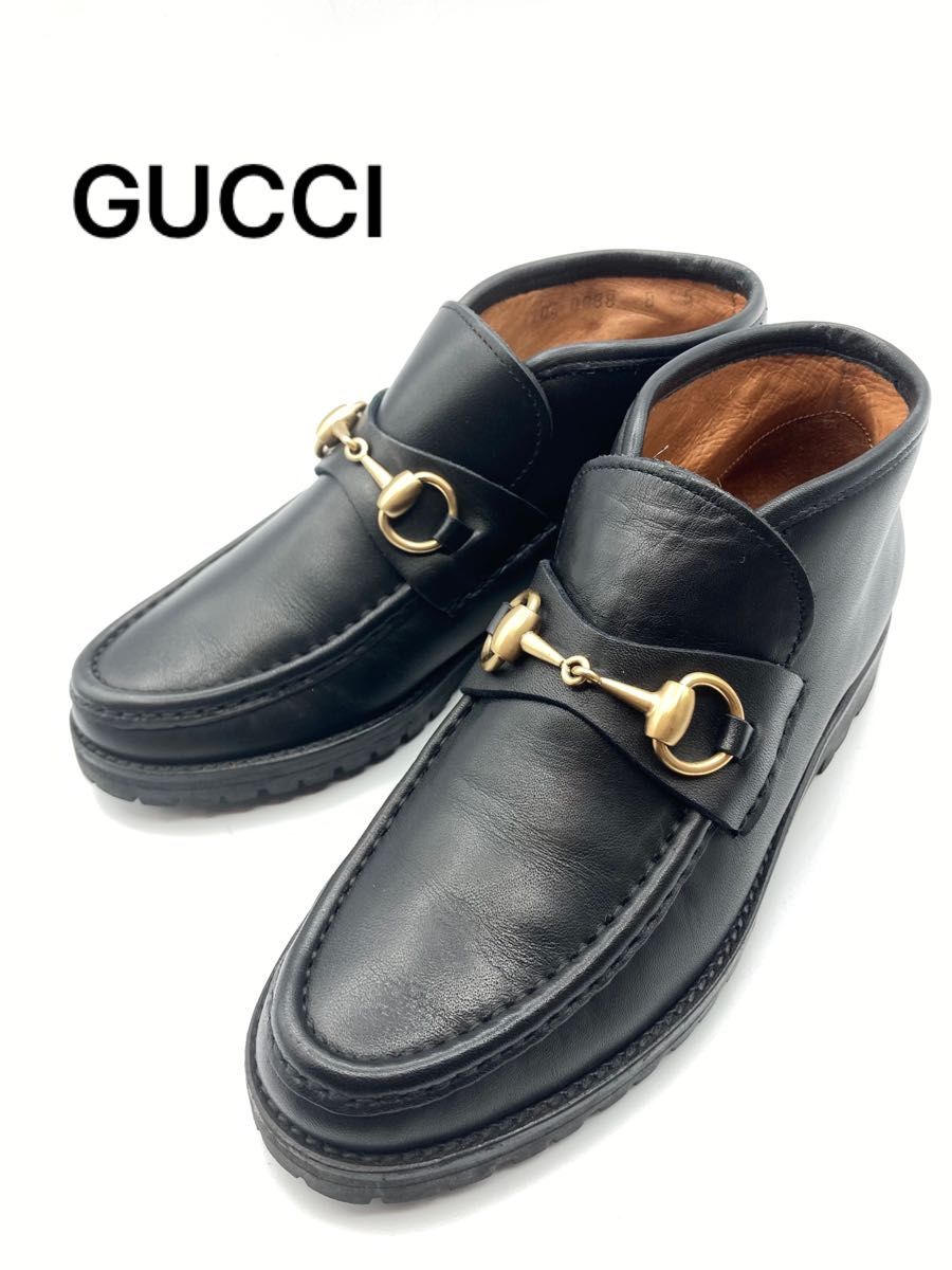 GUCCI】ホースビット チャッカ ショートブーツ スリッポン レザー 24-