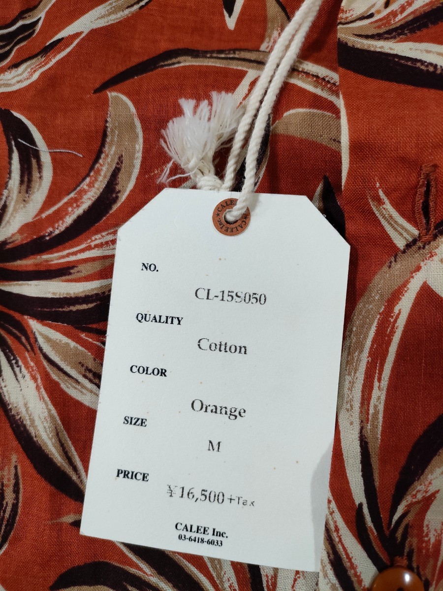 サイズ：M　タグ付き未使用品　定価:16500　　日本製　CALEE キャリー 総柄 オープンカラー 半袖シャツ アロハシャツ ハワイアンシャツ 　_画像4