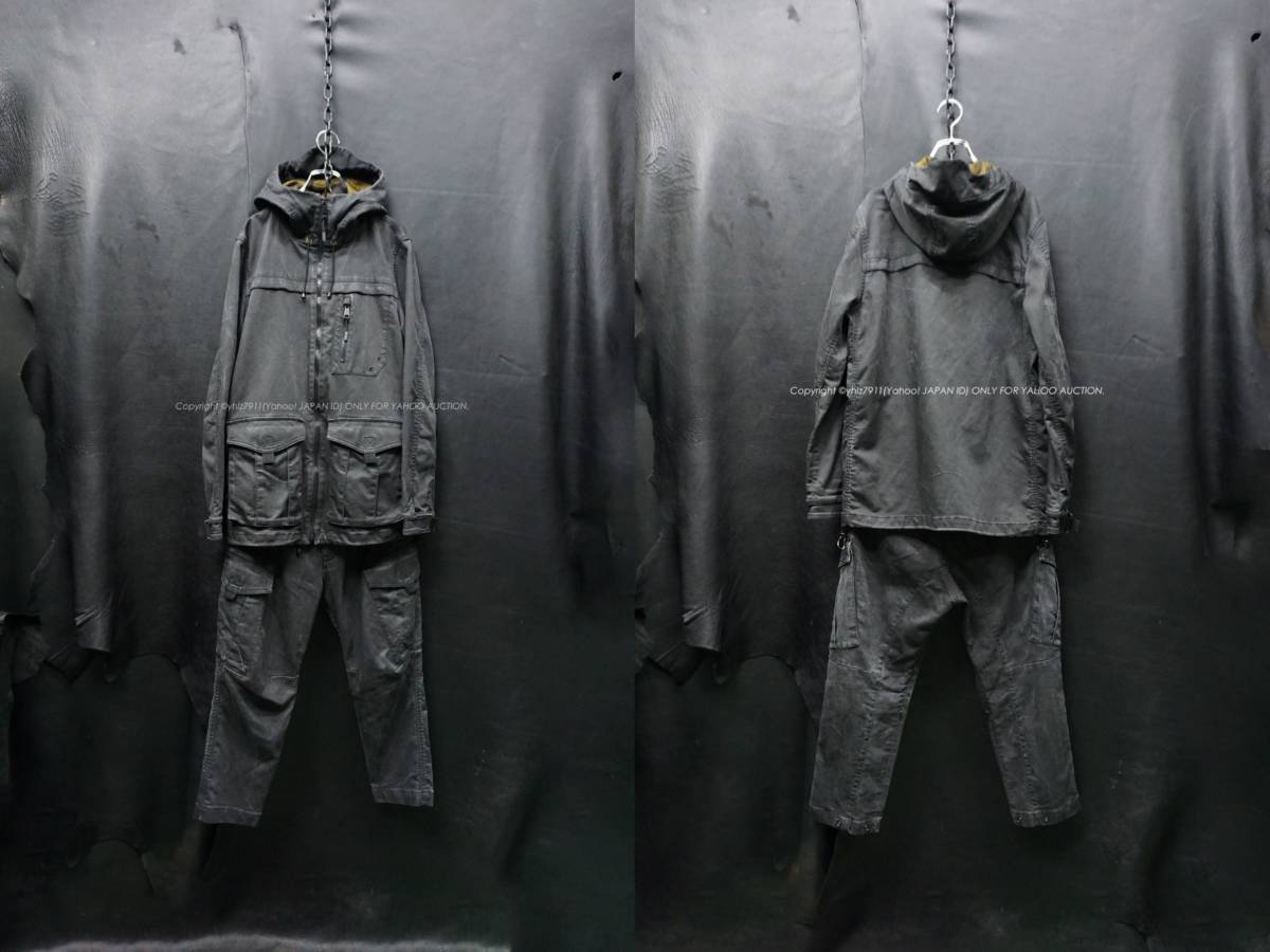 DIESEL 18-19AW ジョグジーンズ セットアップ M/W28 パーカー/カーゴパンツ フーディー ジャケット 90’s テック系 グレー 上下セット_画像2