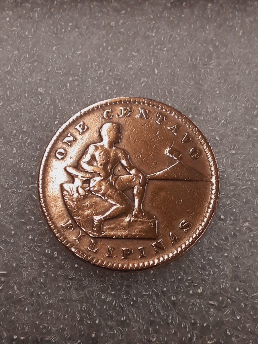 アンティークコイン　アメリカ領フィリピン1928年　1センタボ硬貨　ミントマークM　AF1C0407　_画像8