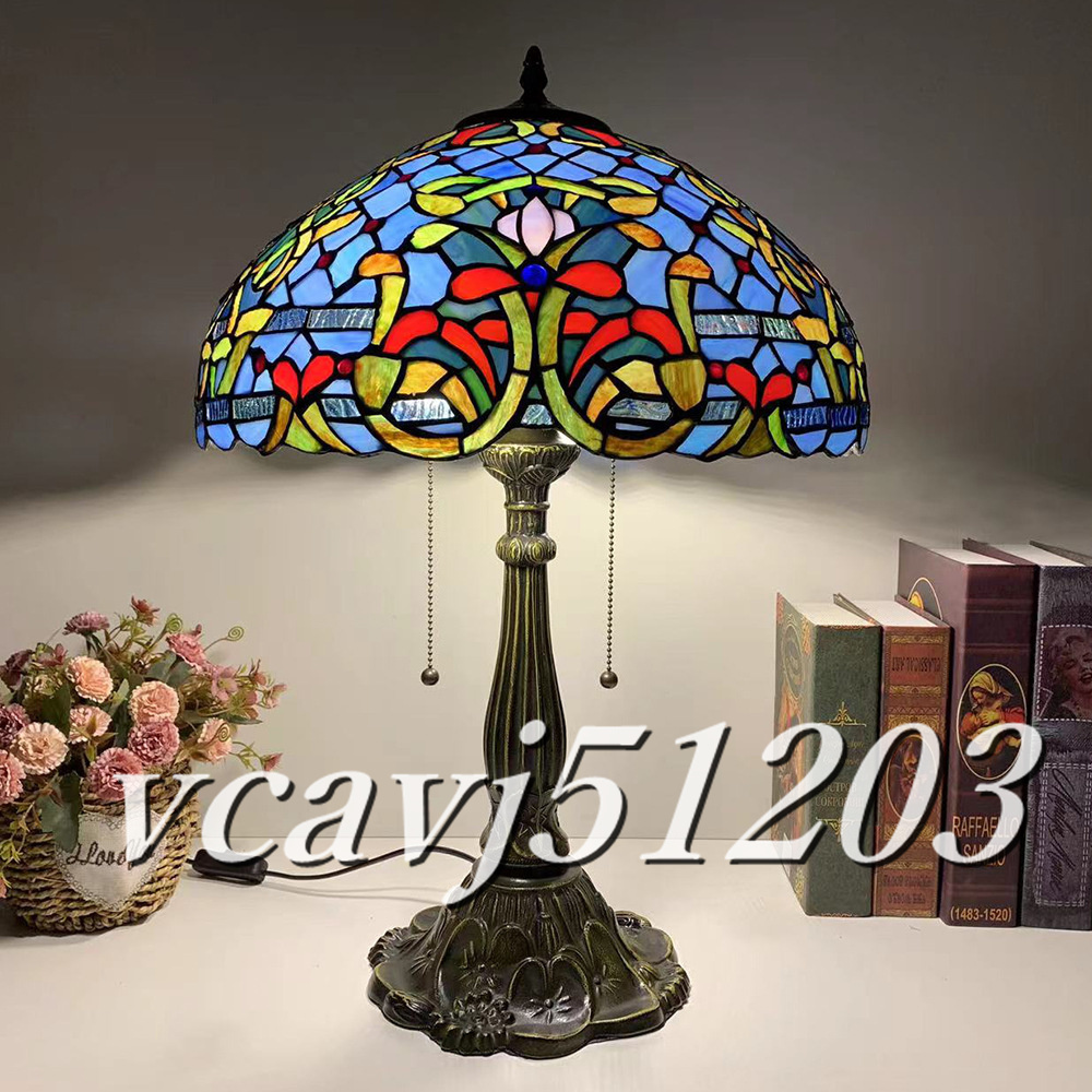 ◆芸術品◆新品◆テーブルスタンド ステンドランプ ステンドグラス 花柄 照明 ランプ レトロな雰囲気 ティファニー技法 室内装飾
