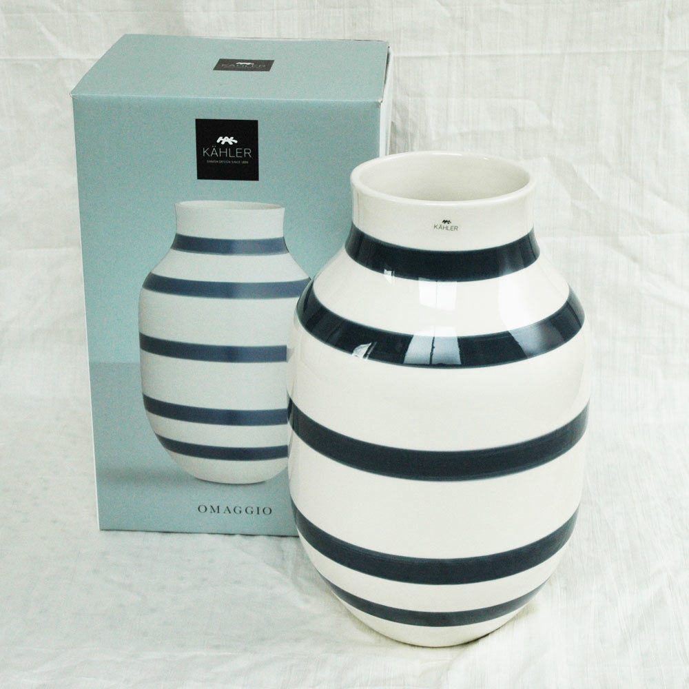 【新品・未使用】Omaggio(オマジオ）フラワーベース H31cm ブルー 花瓶 Kahler(ケーラー）