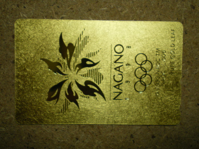 naga* золотой . map рисунок золотой цвет Nagano Olympic Nagano . колесо телефонная карточка 