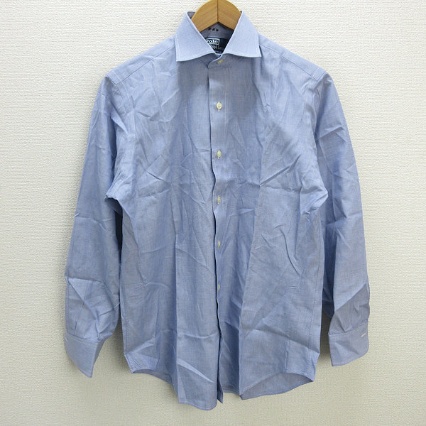 z■ポロラルフローレン/POLO RalphLauren REGENTCLASSICFIT 長袖シャツ【39-82】青/men's/55【中古】_画像1