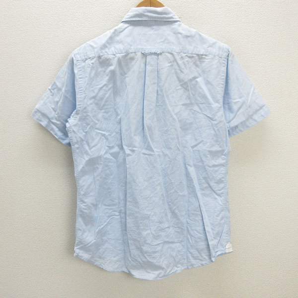 s■ビームス/BEAMS 胸ポケット付き 半袖BDシャツ【M】水色/MENS/119【中古】_画像3