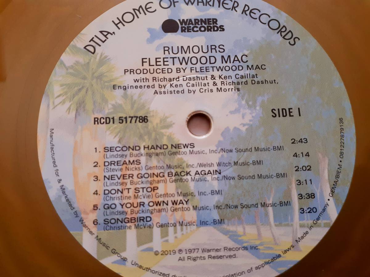 美盤　FLEETWOOD MAC　フリートウッド・マック　Rumours　限定盤 ゴールド・カラー LP レコード_画像5