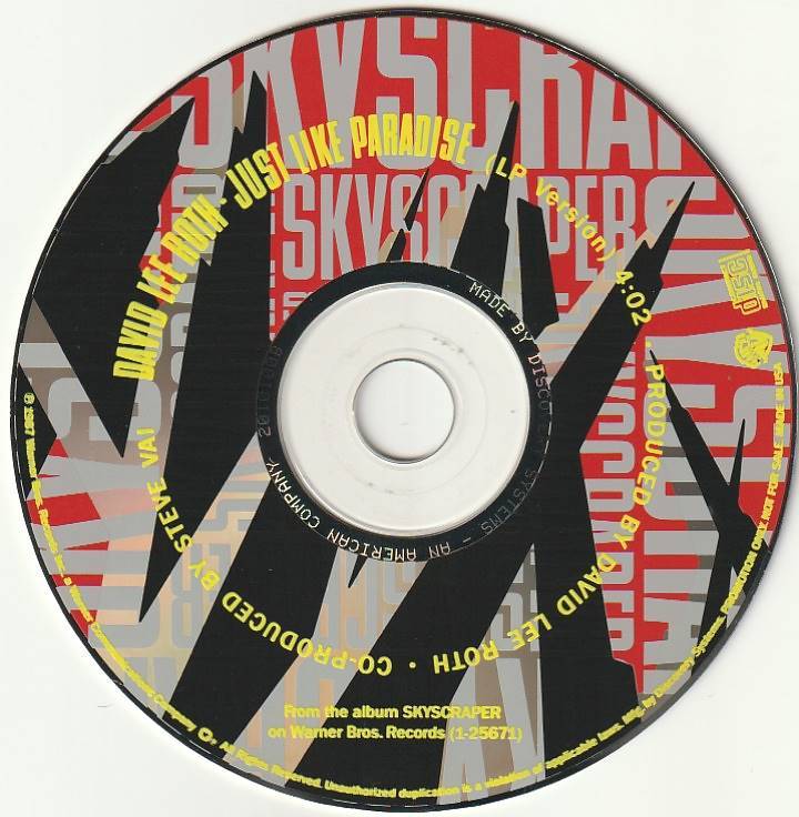 David Lee Roth　デイヴィッド・リー・ロス　Just Like Paradise US盤 貴重盤 CDシングル　：　Steve Vai_画像3
