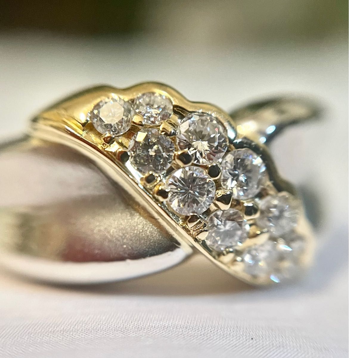 お値下げ◇Pt900/K18*0.31ct*7.66g*13号*コンビリング*ダイヤモンド
