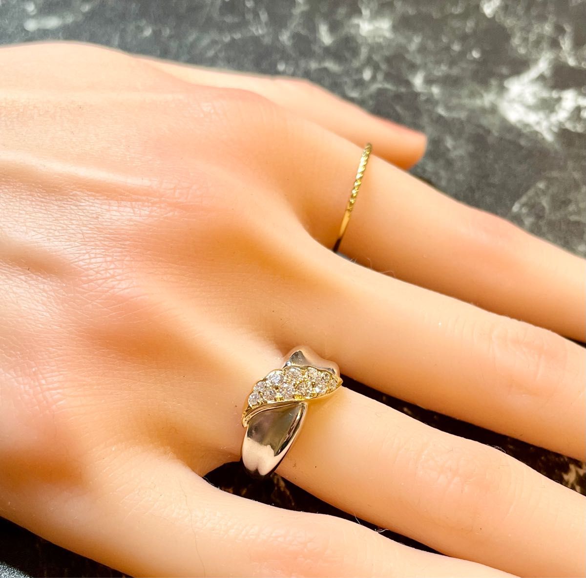 お値下げ◇Pt900/K18*0.31ct*7.66g*13号*コンビリング*ダイヤモンド
