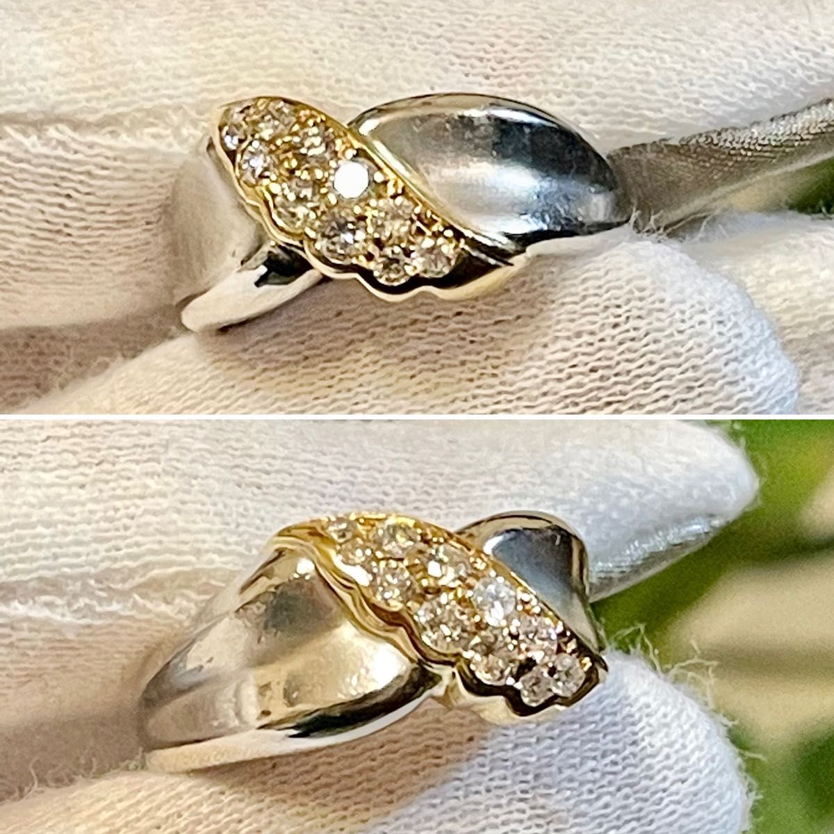お値下げ◇Pt900/K18*0.31ct*7.66g*13号*コンビリング*ダイヤモンド
