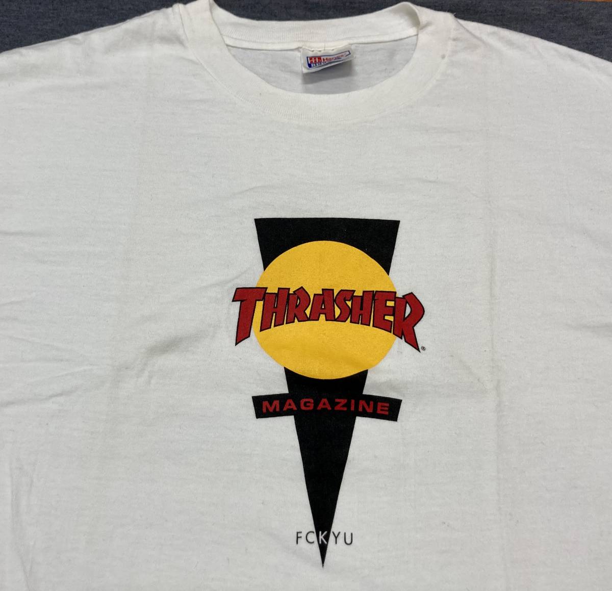  dead 90s THRASHER рыба-молот футболка XL Thrasher FCKYU skate Vintage 