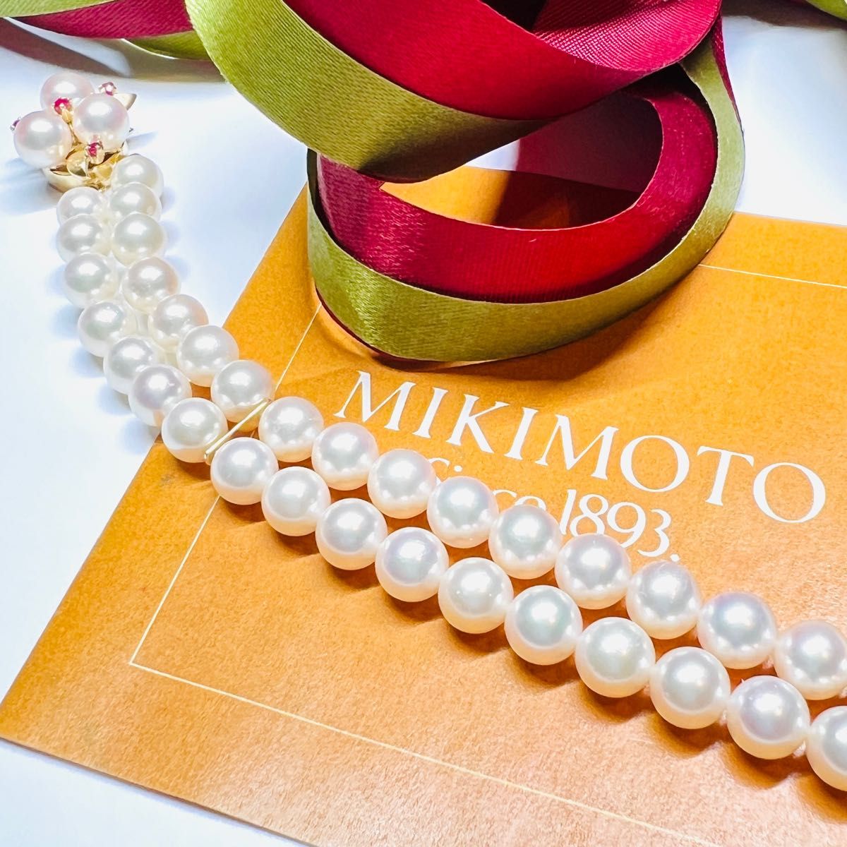 MIKIMOTO ミキモトK14宝石 真珠 あこやパール 2連 ブレスレット