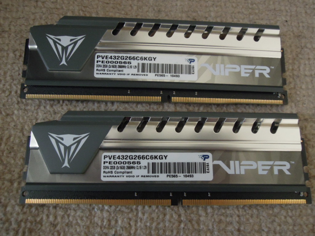DDR4 2666 PC4-21300 32GB (16GB x2) Patriot Memory Viper Elite
