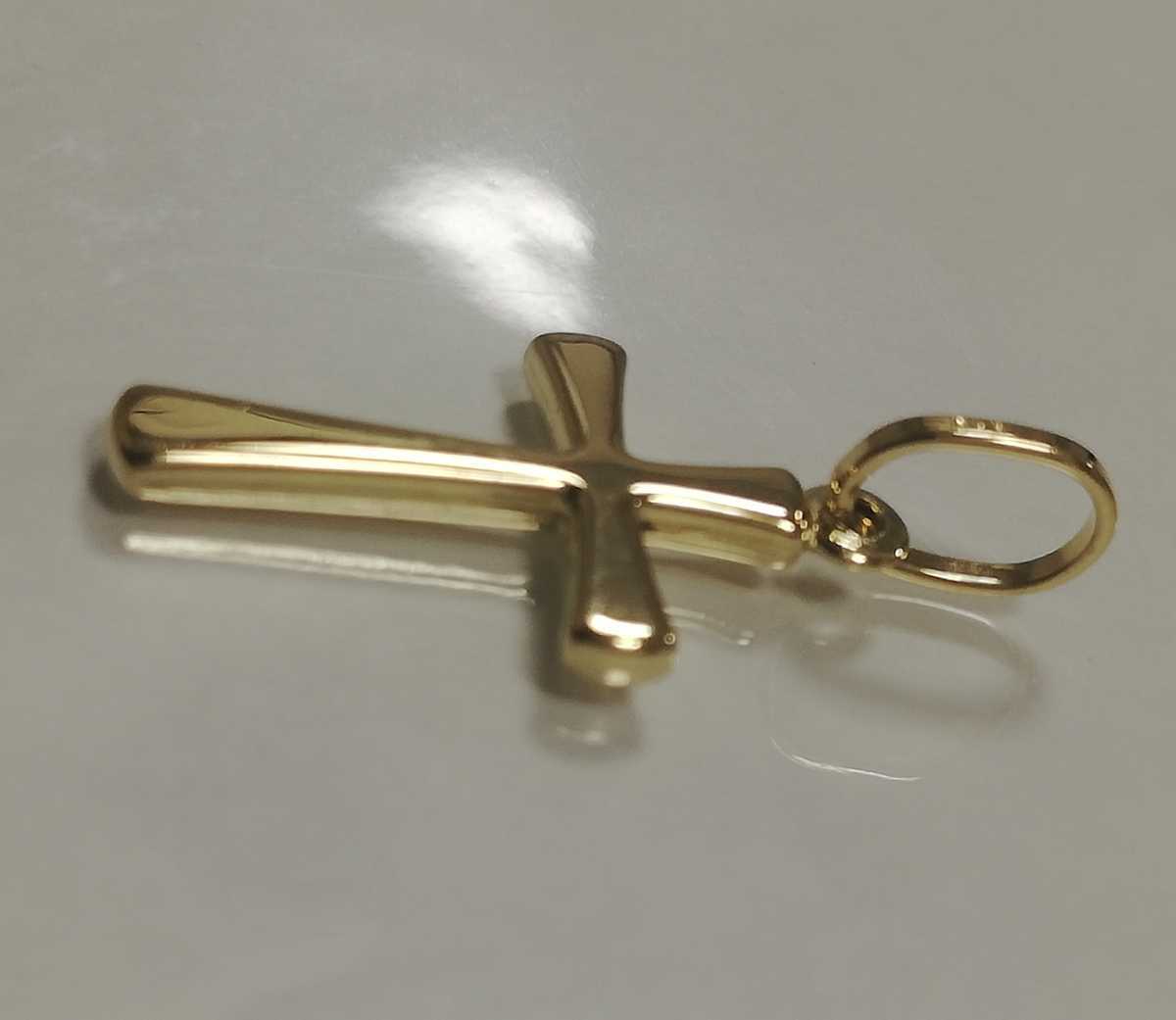 本物】K18 18金 18k YG クロスペンダントトップ⑧《十字架モチーフ