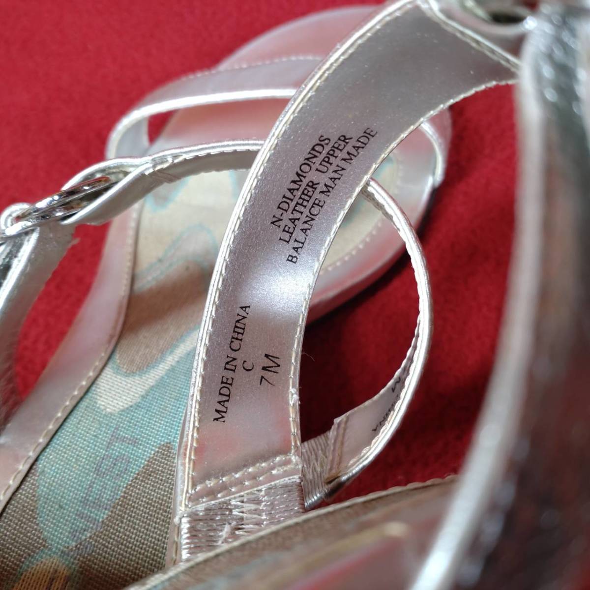 ④ Nine West NINE WEST mules 7M Japan size 24cm silver sandals lady's fashion casual na in waste to