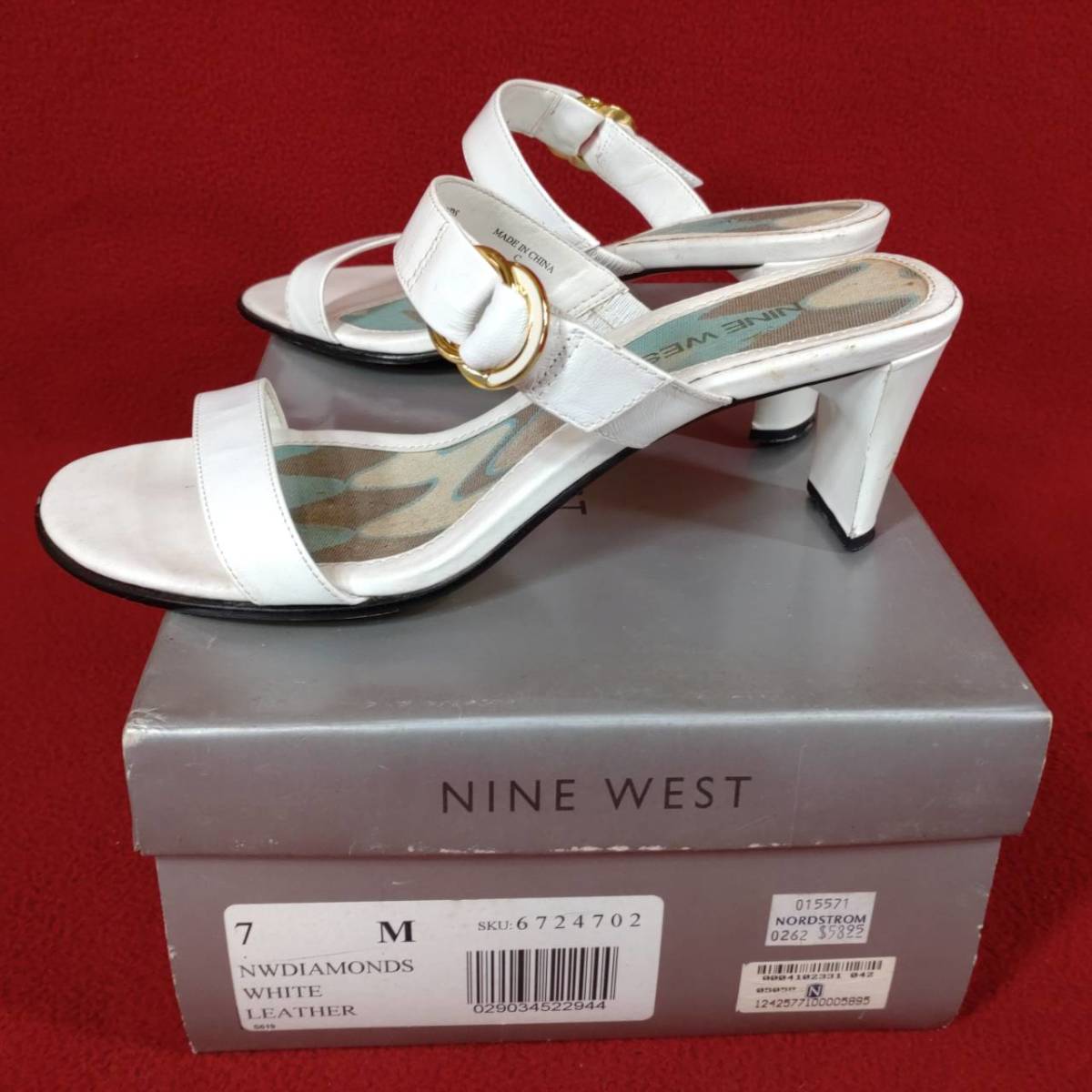 ③ Nine West NINE WEST mules 7M Japan size 24cm white sandals lady's fashion casual na in waste to