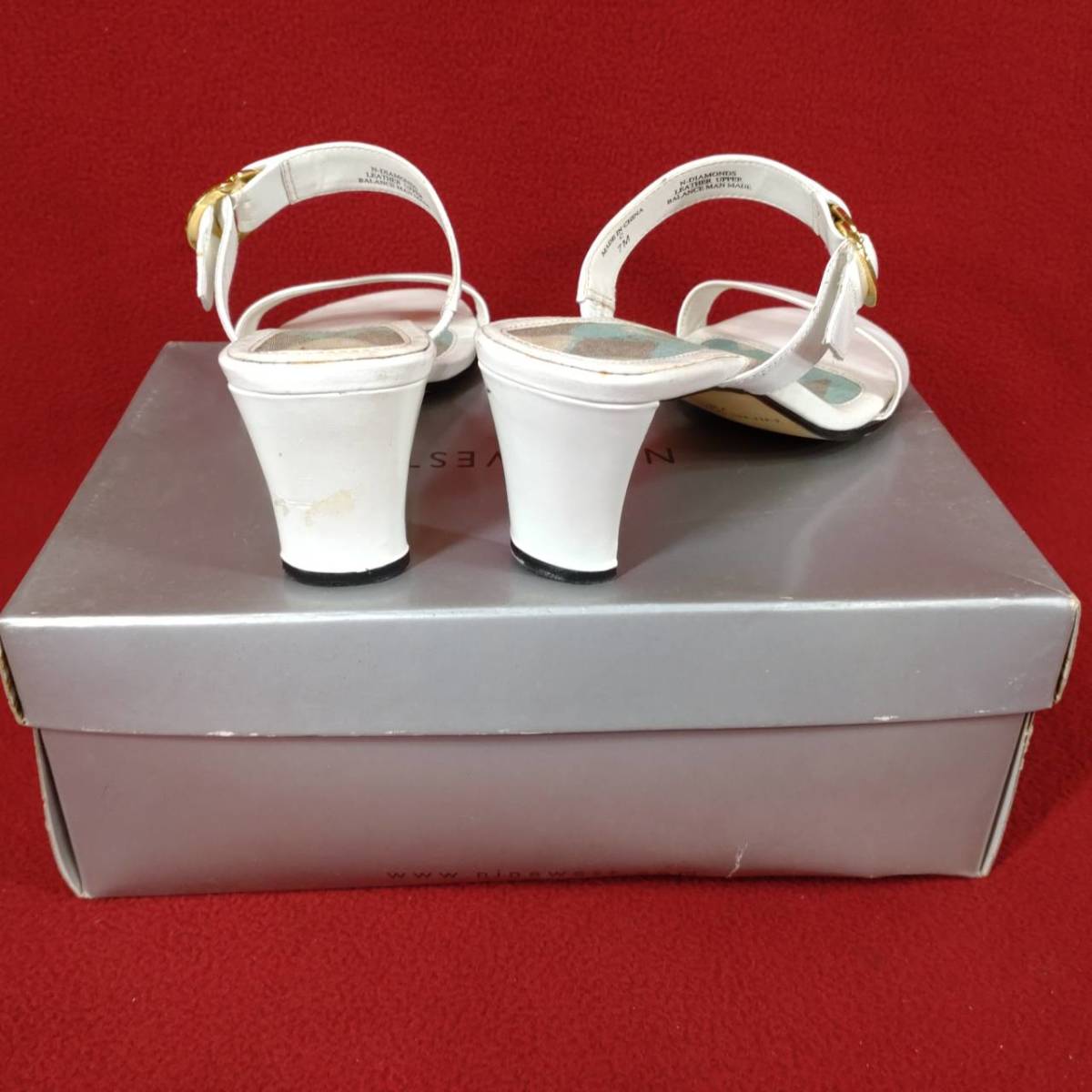 ③ Nine West NINE WEST mules 7M Japan size 24cm white sandals lady's fashion casual na in waste to