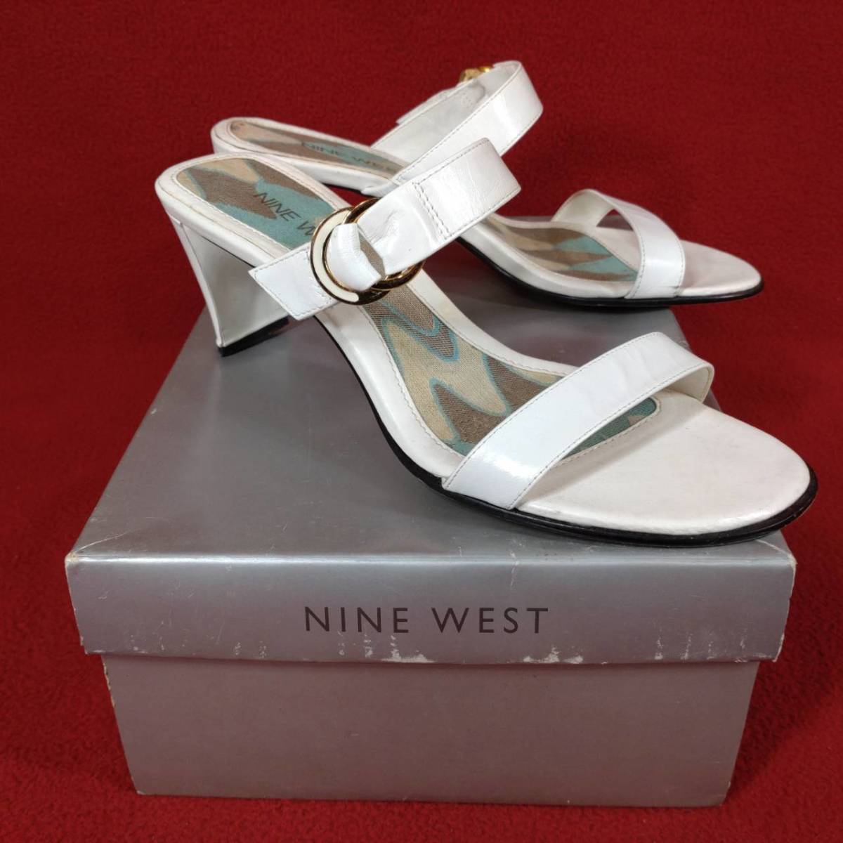 ③ Nine West NINE WEST mules 7M Japan size 24cm white sandals lady's fashion casual na in waste to