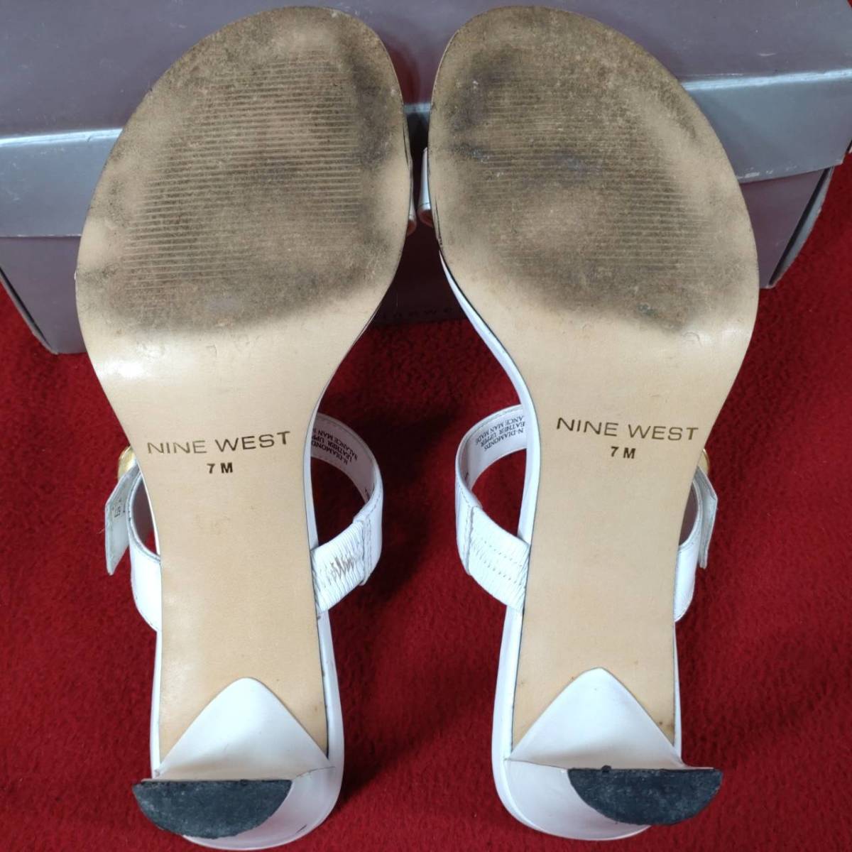 ③ Nine West NINE WEST mules 7M Japan size 24cm white sandals lady's fashion casual na in waste to