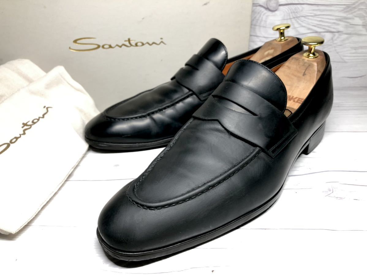 新品 (伊）US8 サントーニ Santoni 【即決】☆箱保存袋付☆ 26cm程度