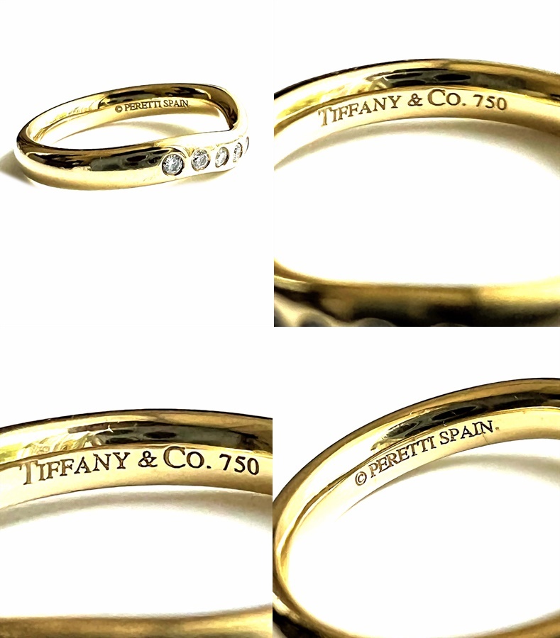 美品 ギャラ付き 定価28万 TIFFANY ティファニー K18 YG カーブド