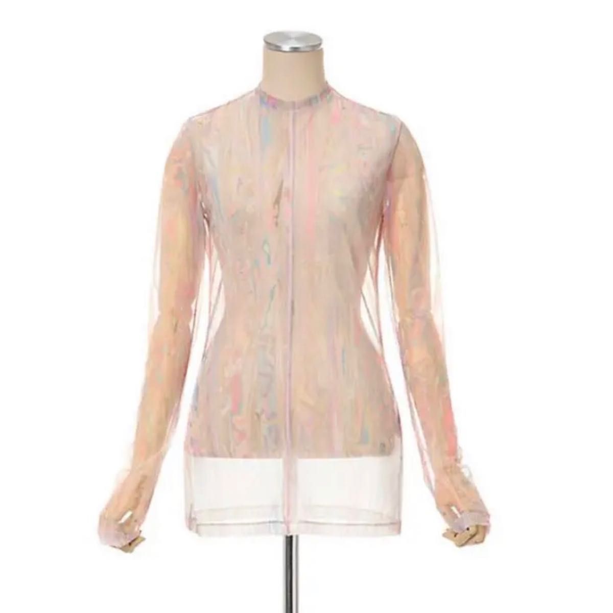 mame kurogouchi Marble Print Sheer Jersey Crew Neck Top mame kurogouchi Marble Print Sheer Jersey Crew Neck Top