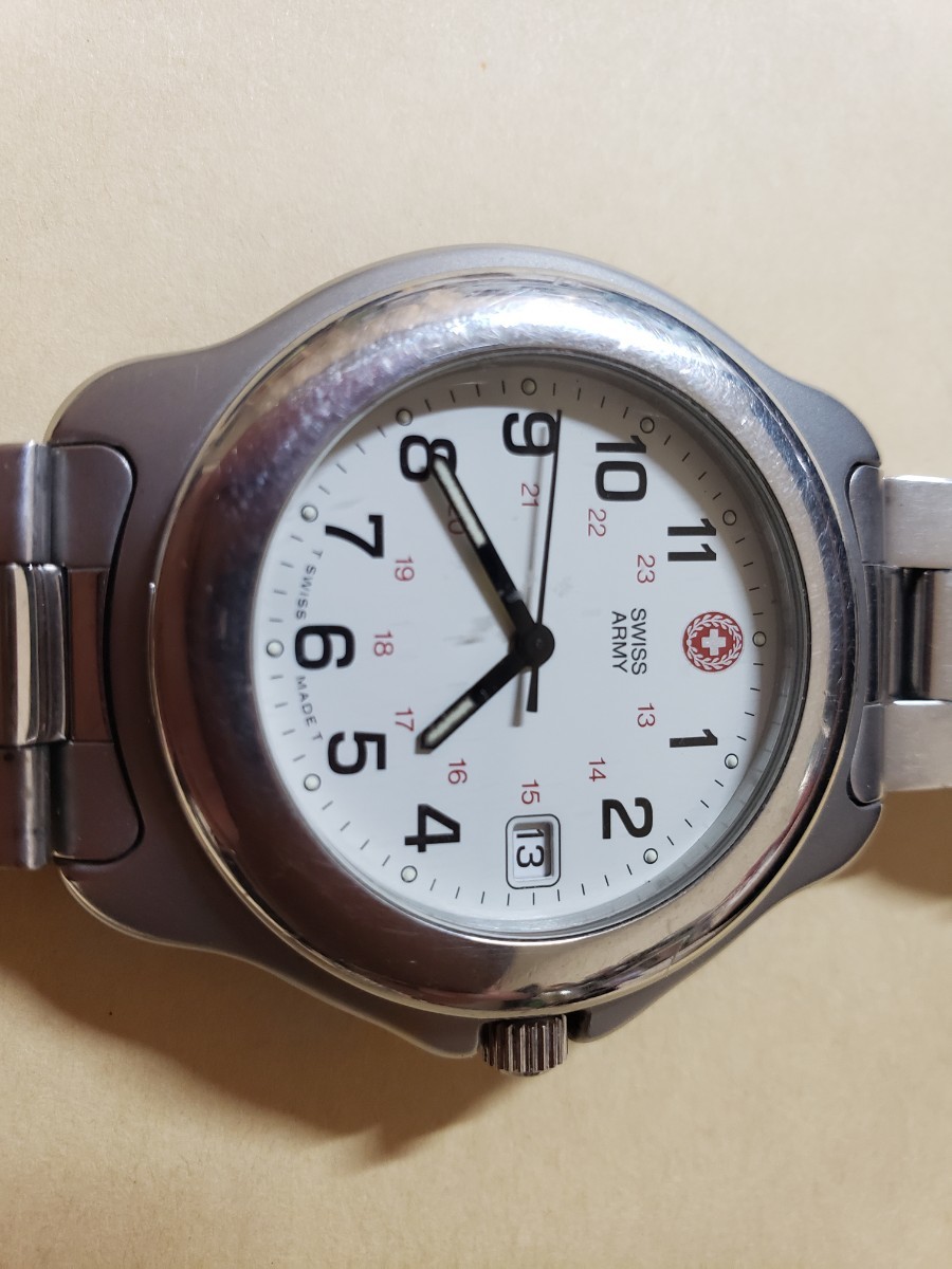 腕時計　ヴィンテージ スイスアーミーメンズ シルバーホワイトアナログクォーツウォッチvintage swiss army analog quartz watch _画像2