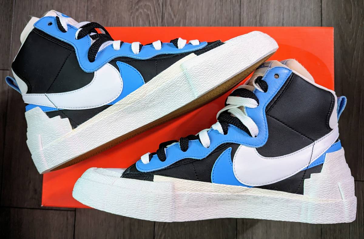 送料無料/新品同様 19ss Sacai Nike Blazer Mid White Black Blue 28cm ホワイトブラックブルー サカイ ナイキ ブレイザー BV0072-001 3