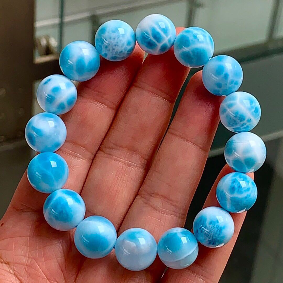天然】ラリマー ブレスレット 13mm58g amnayahotels.com