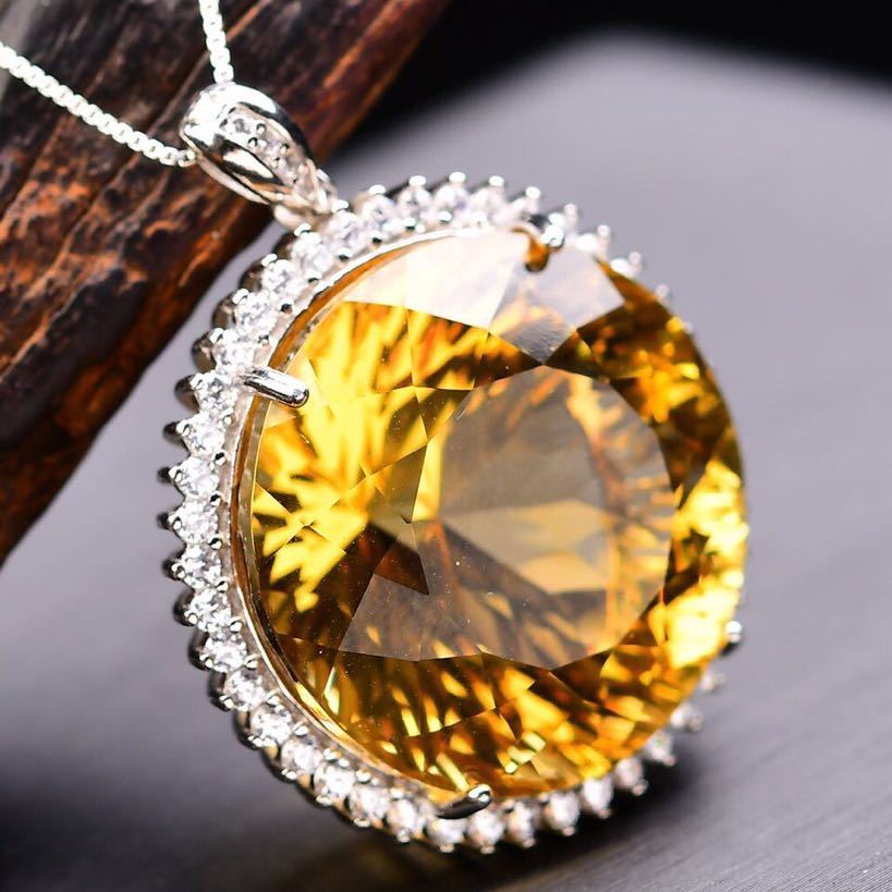 ⭐︎【天然】シトリン ネックレス s925 15.2g-