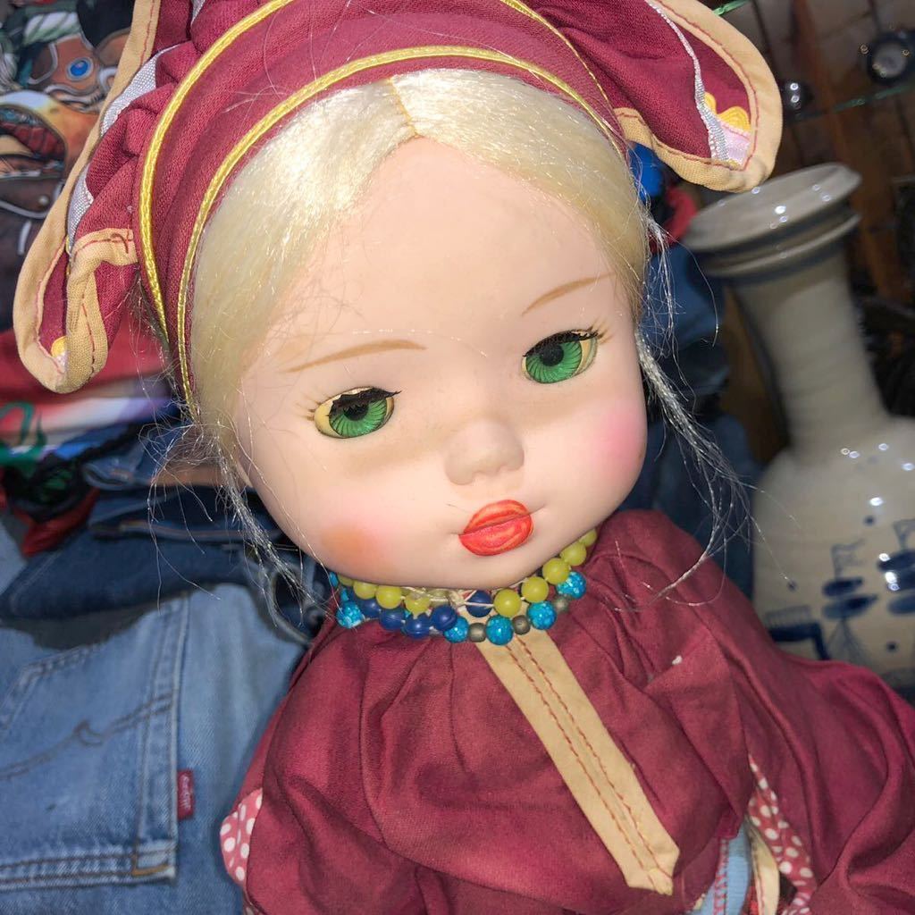 【即決/送料無料】 VINTAGE BERIOZKA DOLL ベリョースカ人形 スリープアイ人形 ビンテージドール 年代物中古 海外雑貨 インテリア_画像1