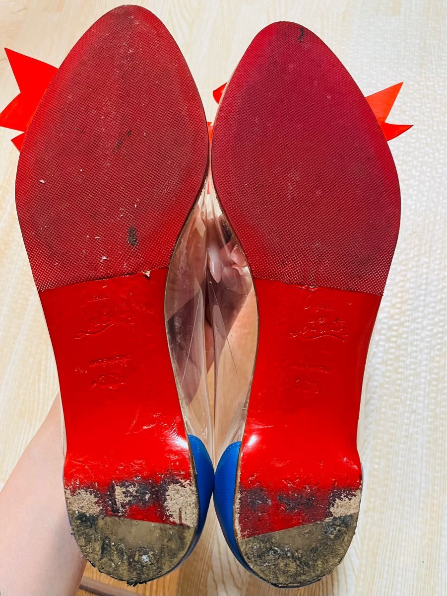 クリスチャンルブタン　Christian Louboutin フラットシューズ　ビニール　　クリア　リボン