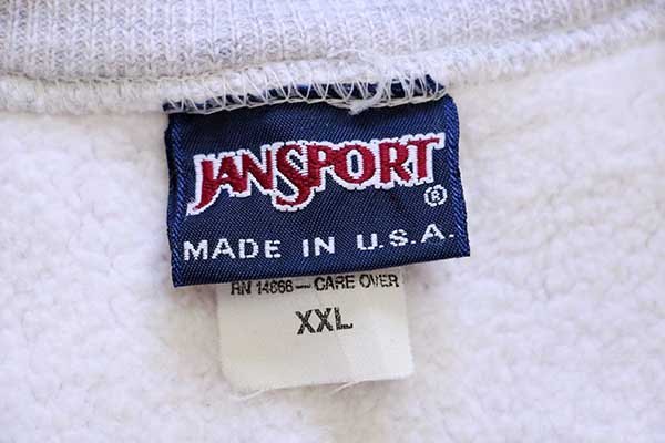 ★90s USA製 JANSPORTジャンスポーツ NOTRE DAME FOOTBALL 三段中抜き リバースウィーブ スウェット 杢グレー XXL★特大 オールド アメフト_画像4