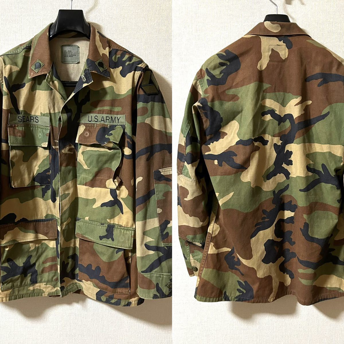 M〜L相当！U.S.ARMY 古着迷彩ミリタリーBDUジャケット small-regular コンバットコート フィールドジャケット カモフラジャケット 米軍_画像2