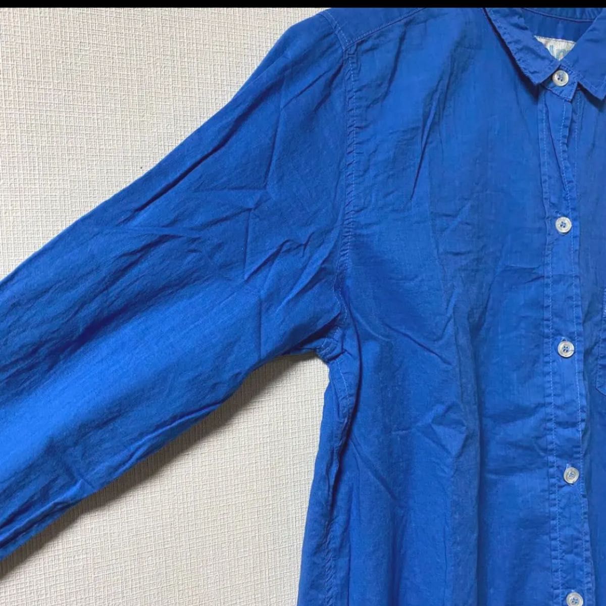 midiumi ミディウミ　コットンシャツ　ブルー　日本製　フリーサイズ コットン 長袖シャツ