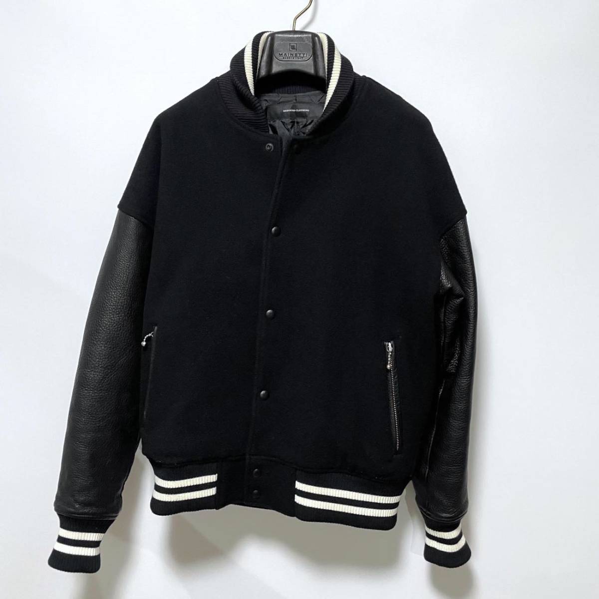 リサウンドクロージング 朝倉海さん着用 WOOL OVER VARSITY レザー×ウール スタジアムジャケット 定価74,800円 1(S) RESOUND CLOTHING 黒