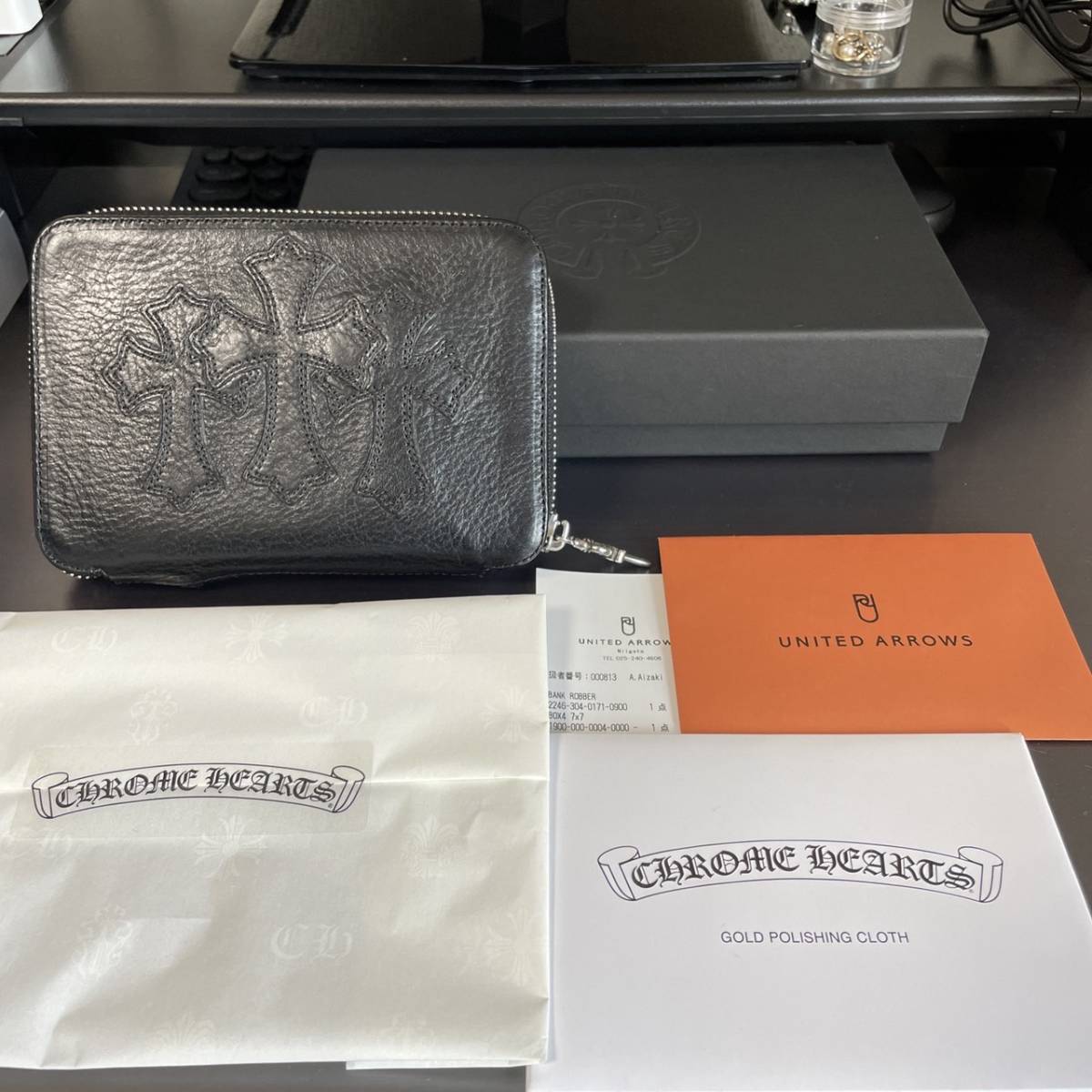 正規品 クロムハーツ バンクローバー クロスパッチ 中財布 ラウンド