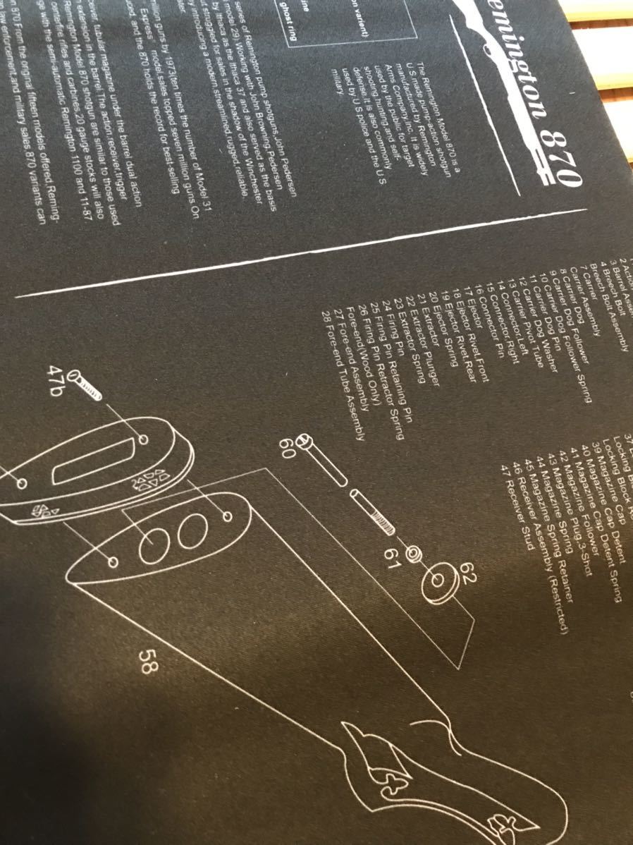 ビッグサイズ ガンメンテナンスマット クリーニングマット 整備等に マウスパッド 約90cm×約30cm M870 ショットガン 猟銃の画像5