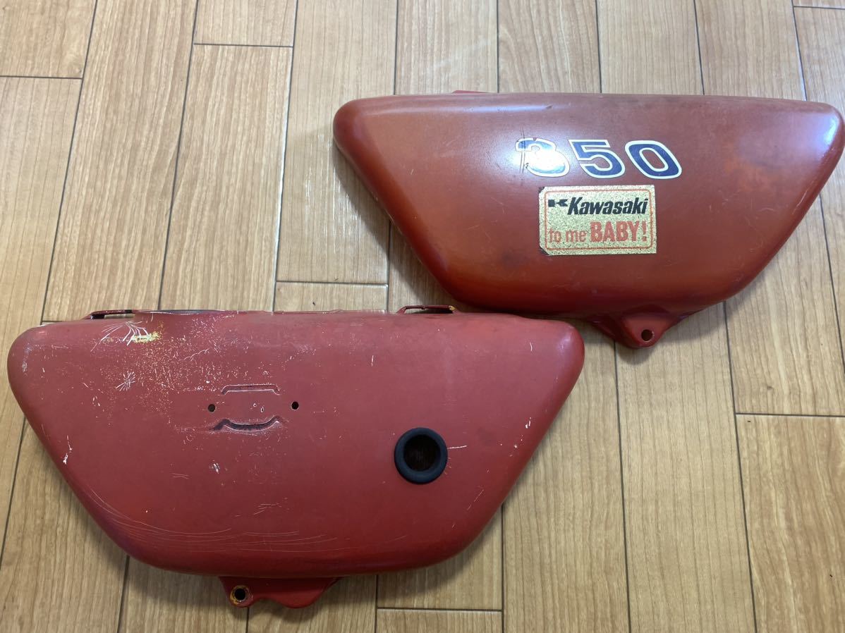 カワサキ　350ss 250ss 純正サイドカバー　（検　250ss 350ss KH 750ss 500ss マッハ　オイル　タンク　Z1 Z2 GT GS CB RD RZ_画像1