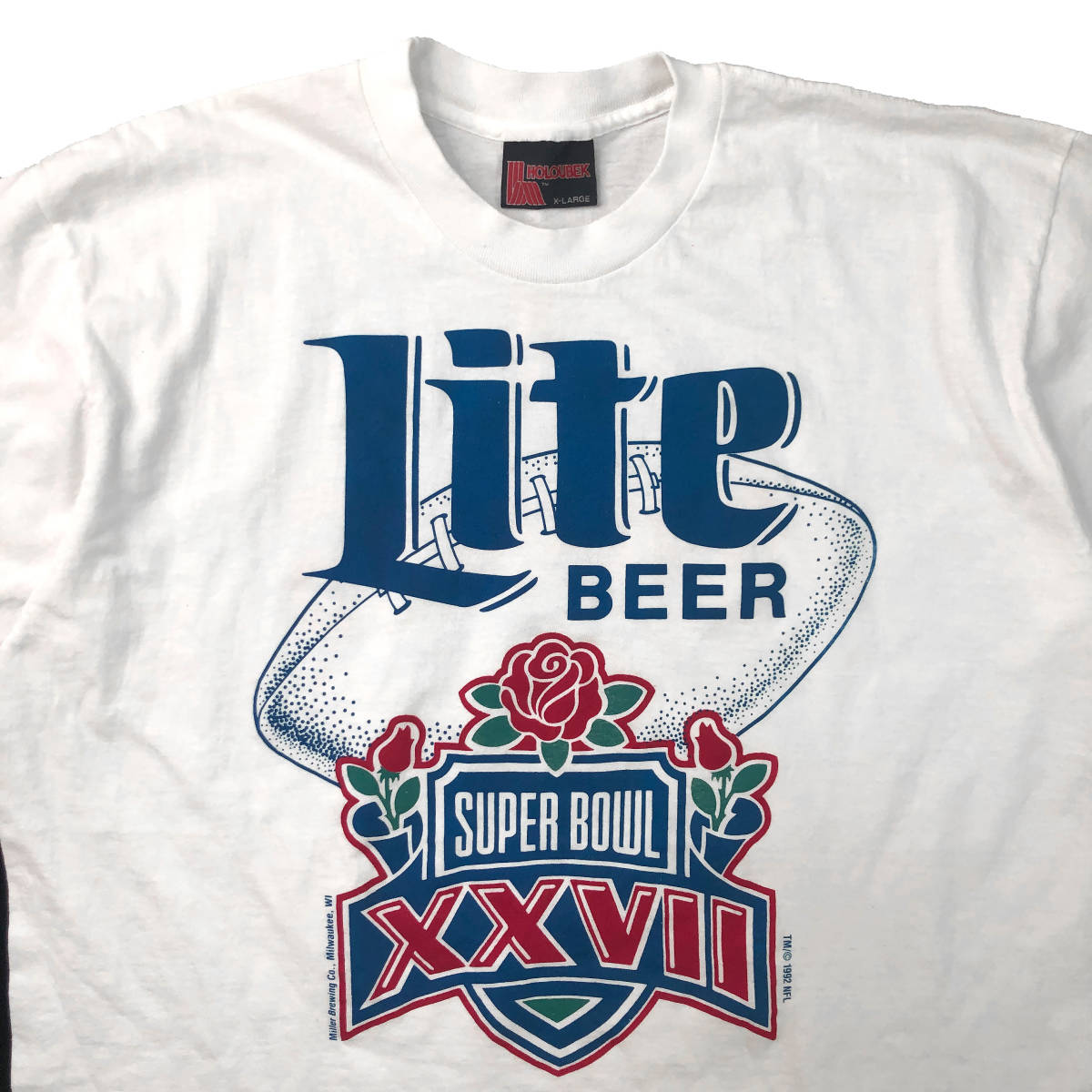 90S USA製 Lite BEER ライトビール スーパーボウル アメフト Tシャツ メンズXL シングルステッチ 大きいサイズ ヴィンテージ 古着 BA1641_画像3
