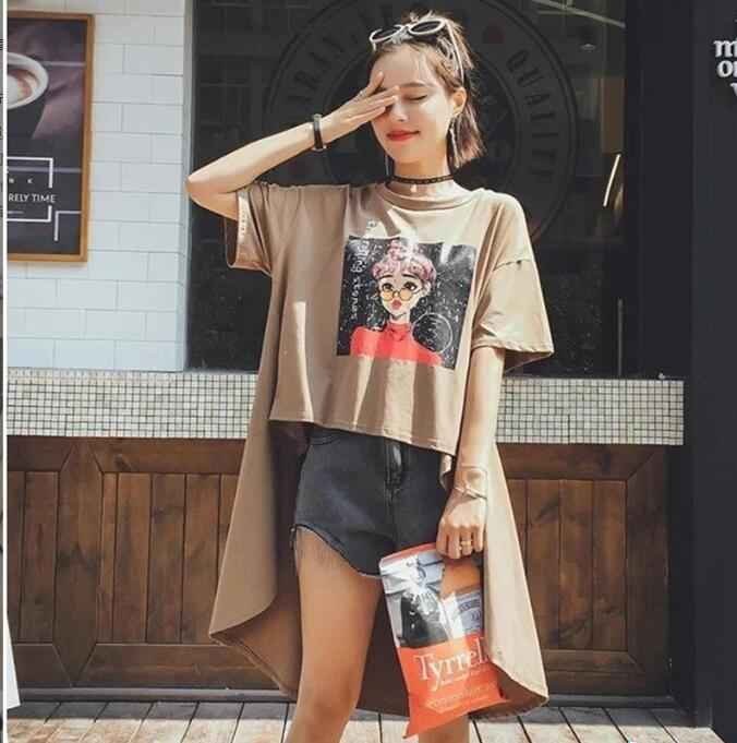 韓国風 女夏新しい 半袖Tシャツ 気質 ファッションTシャツ 2XL コーヒー色