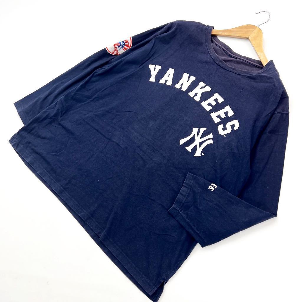 MLB  NY YANKEES ワッペン 長袖 Tシャツ ロンT フェード感