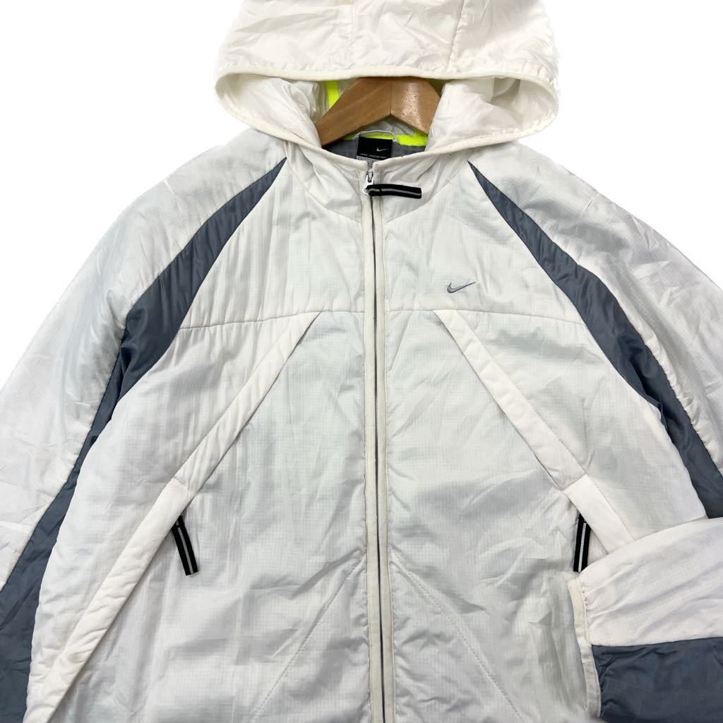  Nike * NIKE sliding large pocket * white gray bench coat long jacket lady's L sport . war outdoor #AG190