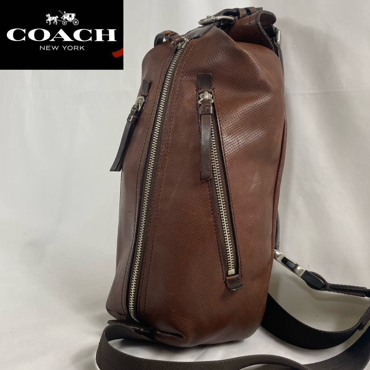 COACH コーチ ボディーバッグ メンズ 斜め掛け レザー-