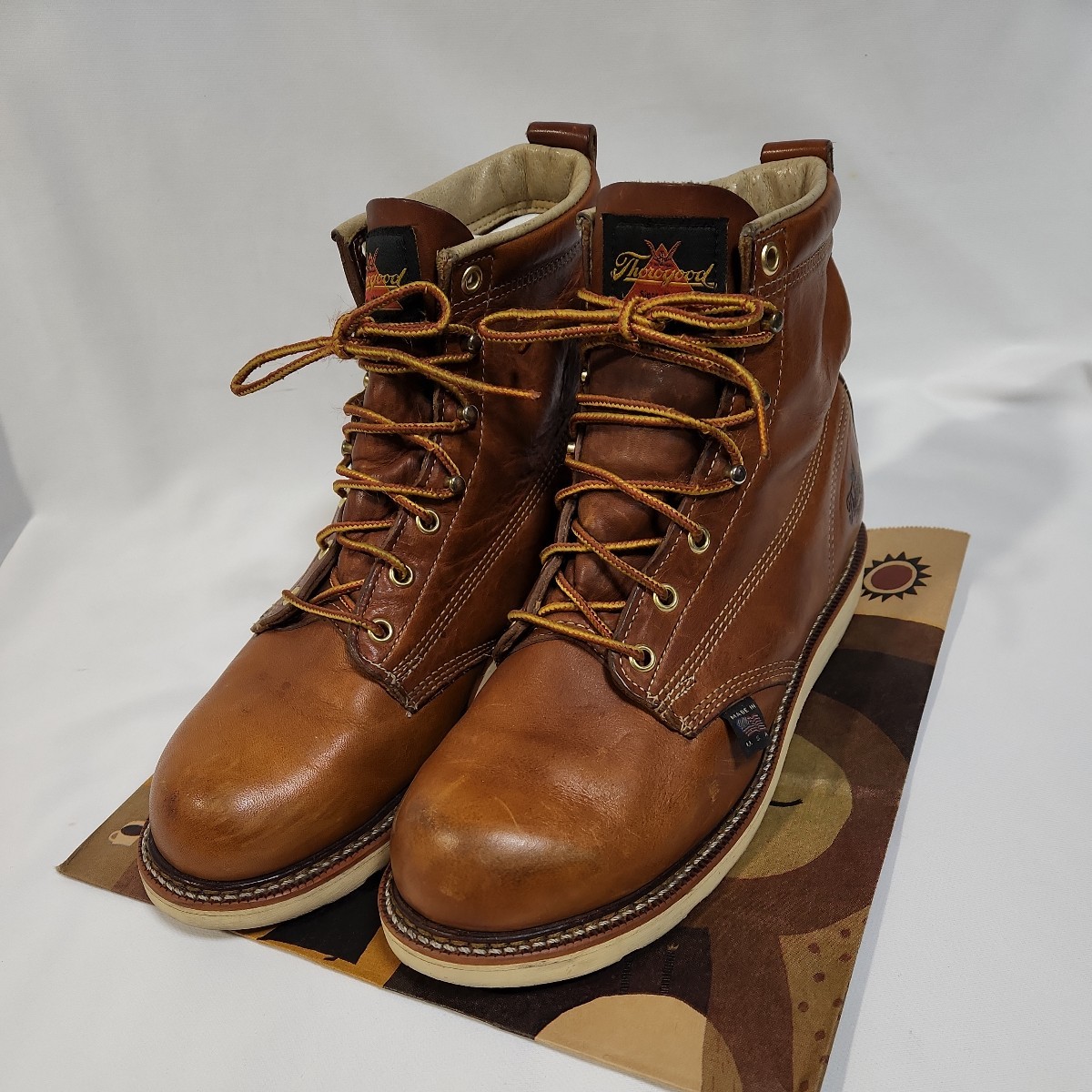 【Thorogood】【ソログッド】ブーツ　Made in USA アメリカ製　茶色　レザー　革　サイズUS7.5　25.5～26.0ぐらい　全長30cm